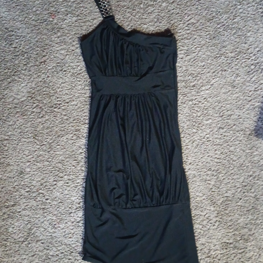 Elegant Black One-Shoulder Dress, Small